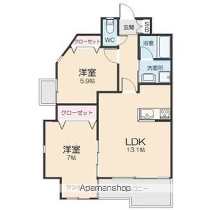 ＶＥＲＤＥ　ＣＵＥＳＴＡ（ベルデクエスタ）覚王山[2LDK/60.17m2]の間取図