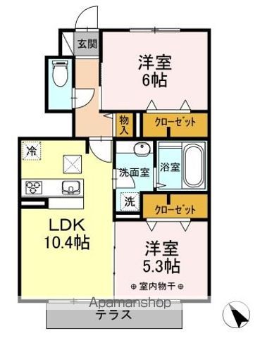 【西多摩郡瑞穂町大字殿ケ谷のアパートの間取り】