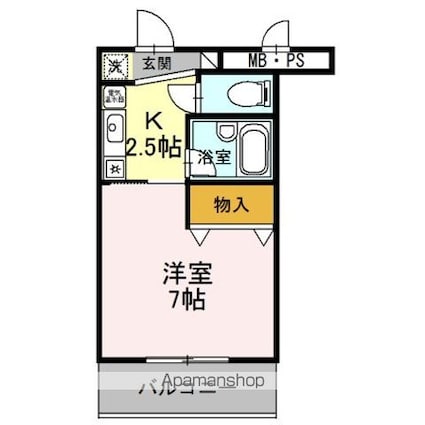 サンタウン竹鼻　Ｂ[1K/25.81m2]の間取図