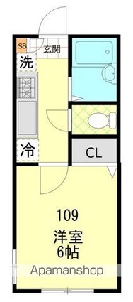 グランドール上北沢[1K/21m2]の間取図
