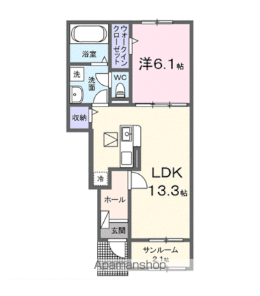 今津町アパート　　　　　　　　　　　　　　　　　　　　　　　[1LDK/50.05m2]の間取図