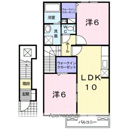 アルドーレ・カーサ　ナカヤマ[2LDK/54.85m2]の間取図