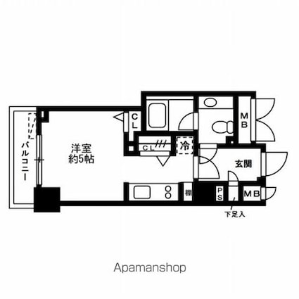 レジディア恵比寿Ⅲ[1R/20.22m2]の間取図