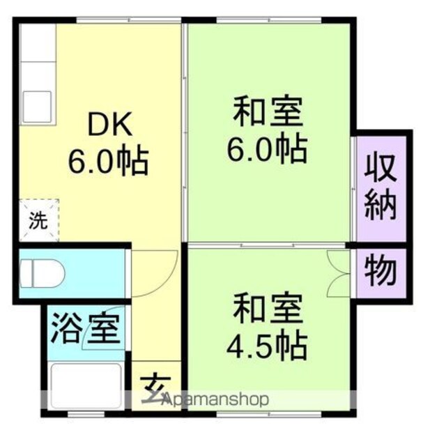 コーポ彩城[2DK/36m2]の間取図