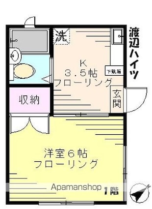 渡辺ハイツ[1K/20.12m2]の間取図