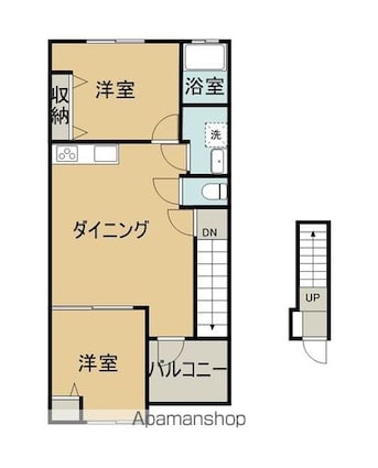 Ｃａｌｍ上吉田　Ａ棟[2LDK/49.52m2]の間取図