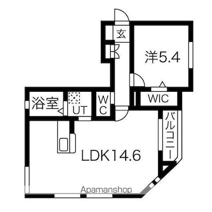 ＨＯＫＯ上杉六丁目[1LDK/46.02m2]の間取図