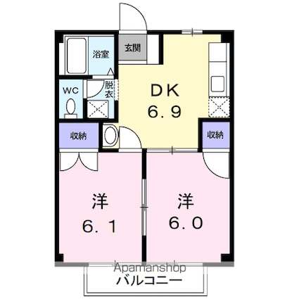 コーポサンヒルＡ[2DK/40.04m2]の間取図