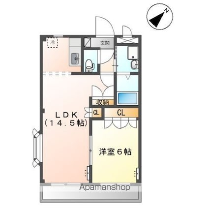ハーブハウス[1LDK/45.63m2]の間取図