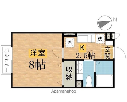ＳＴ北野[1K/26.49m2]の間取図