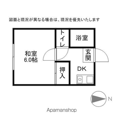 群馬県太田市浜町[1K/19.44m2]の間取図