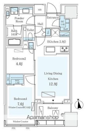 パークコート　ザ・三番町ハウス[2LDK/56.7m2]の間取図