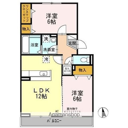 ウィステリア太田[2LDK/58.07m2]の間取図