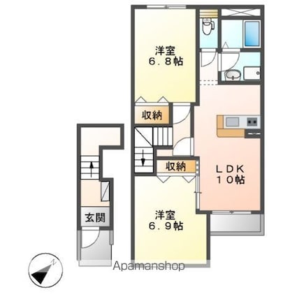 シェモア[2LDK/59.95m2]の間取図