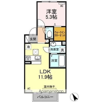 プロシード　Ⅱ棟[1LDK/40.95m2]の間取図