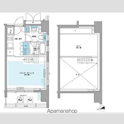 プライムアーバン芝浦ＬＯＦＴ[1K/25.74m2]の間取図
