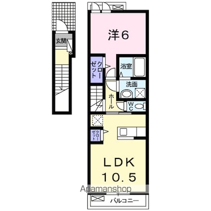 エーデルハイム　コセ　Ａ[1LDK/44.97m2]の間取図