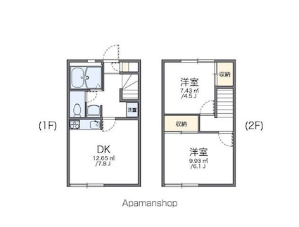 レオパレスＮＡＫＡＳＥ[2DK/46.37m2]の間取図
