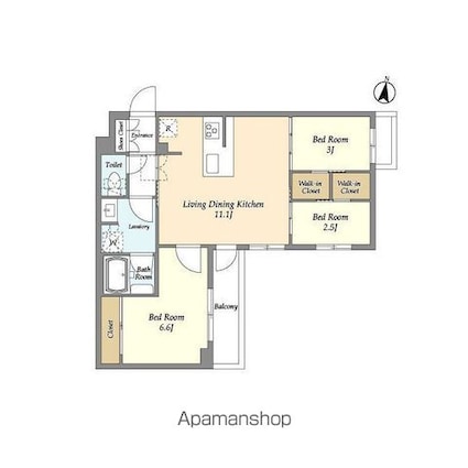アジールコート練馬中村橋[3LDK/51.2m2]の間取図