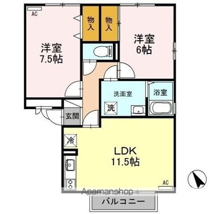 リバーフォート阿賀　Ｂ[2LDK/58.81m2]の間取図