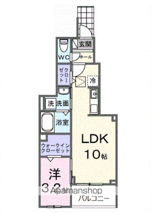 ピースフルⅢ[1LDK/35.06m2]の間取図