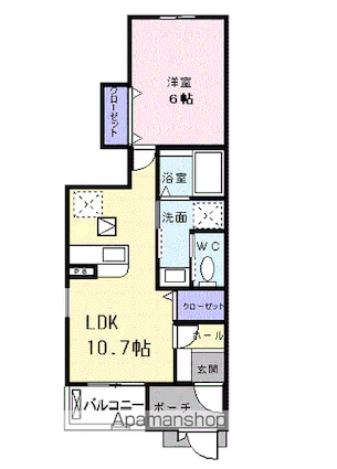 サニーハウス[1LDK/40.06m2]の間取図