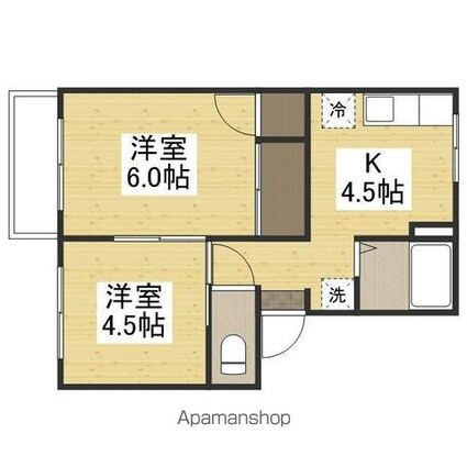 プレジール万寿東[2K/37.72m2]の間取図