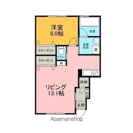 サンシティ浪岡[1LDK/46.35m2]の間取図