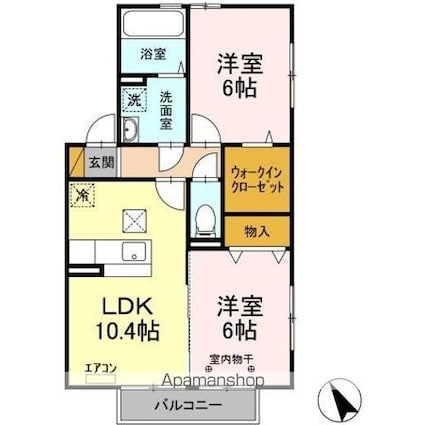 ルミエールＤ[2LDK/55m2]の間取図