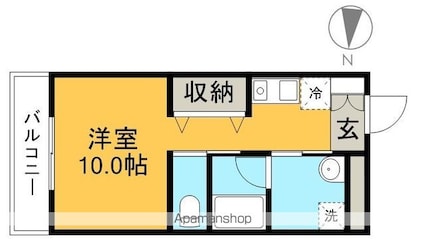 パルファム[1R/27m2]の間取図