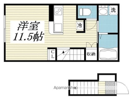 東京都東大和市上北台１丁目[1R/27.62m2]の間取図