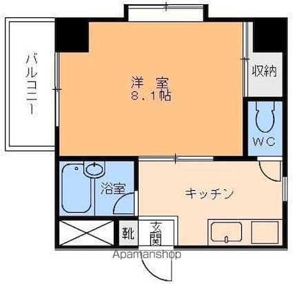 グレイスパル木屋町[1K/25.5m2]の間取図