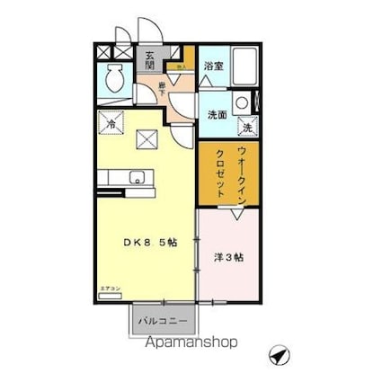 ローズガーデン　Ｄ[1DK/33.39m2]の間取図