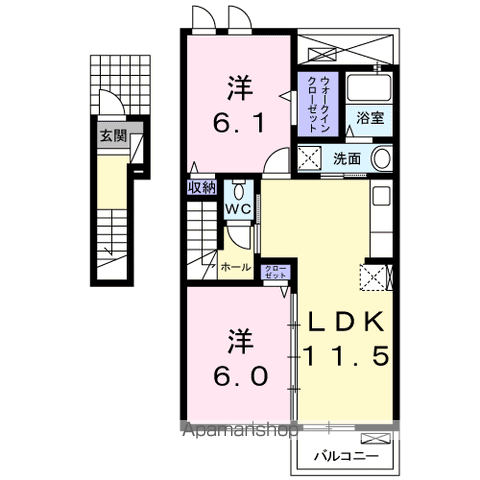 フィオーレ・デ・ペスカ 202 ｜ 宮崎県宮崎市田野町あけぼの３丁目37（賃貸アパート2LDK・2階・56.17㎡） その2