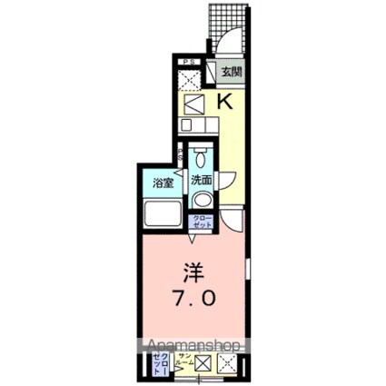 コリーヌ　Ｃ[1K/27.29m2]の間取図