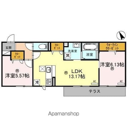 Ｌｙｓ　Ｇｒａｃｉｅｕｘ（リス　グラシュー）[2LDK/58.53m2]の間取図