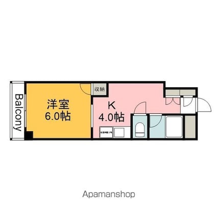 ローベンハイム永井[1K/21.6m2]の間取図
