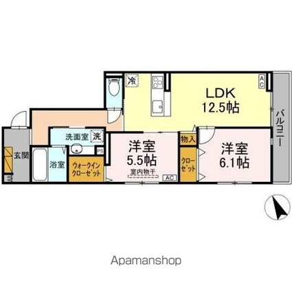 Ｄ’ｓ　ＬＩＥＮ　（ディーズリアン）　Ｂ[2LDK/62.32m2]の間取図