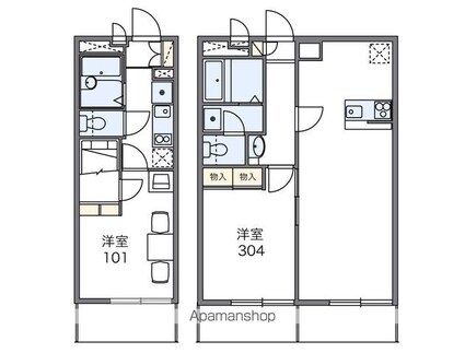 レオパレスエクシード[1K/19.87m2]の間取図