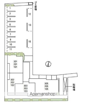 グランベレオ鷹匠[1LDK/53.85m2]の配置図