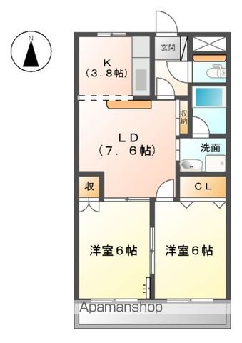 岐阜市岩田東のアパートの間取り