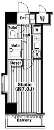 東京都港区芝３丁目[1K/22.4m2]の間取図