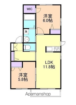 和歌山県和歌山市松江北７丁目[2LDK/54.04m2]の間取図