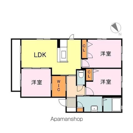 広島県福山市津之郷町大字津之郷[3LDK/64.1m2]の間取図