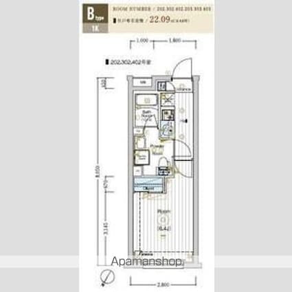 ＭＡＸＩＶ　ＣＲＯＳ板橋[1K/22.09m2]の間取図