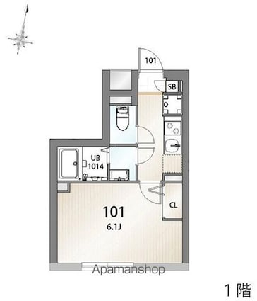 エルファーロ三軒茶屋[1K/20.75m2]の間取図