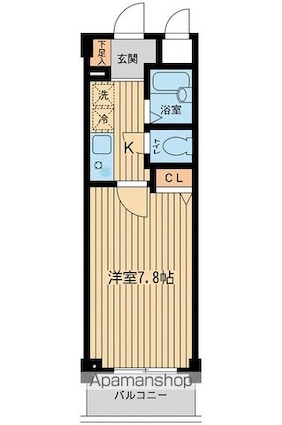 アーデン目黒不動前[1K/22.34m2]の間取図