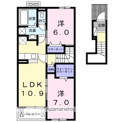 アラドハント　Ｃ[2LDK/58.67m2]の間取図