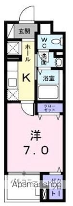 クラッテーロ国分寺[1K/27.84m2]の間取図