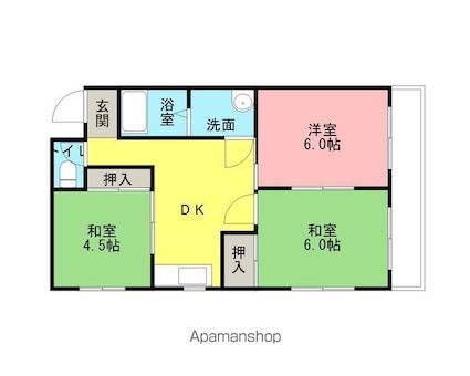 日高マンションⅡ[3DK/52.8m2]の間取図